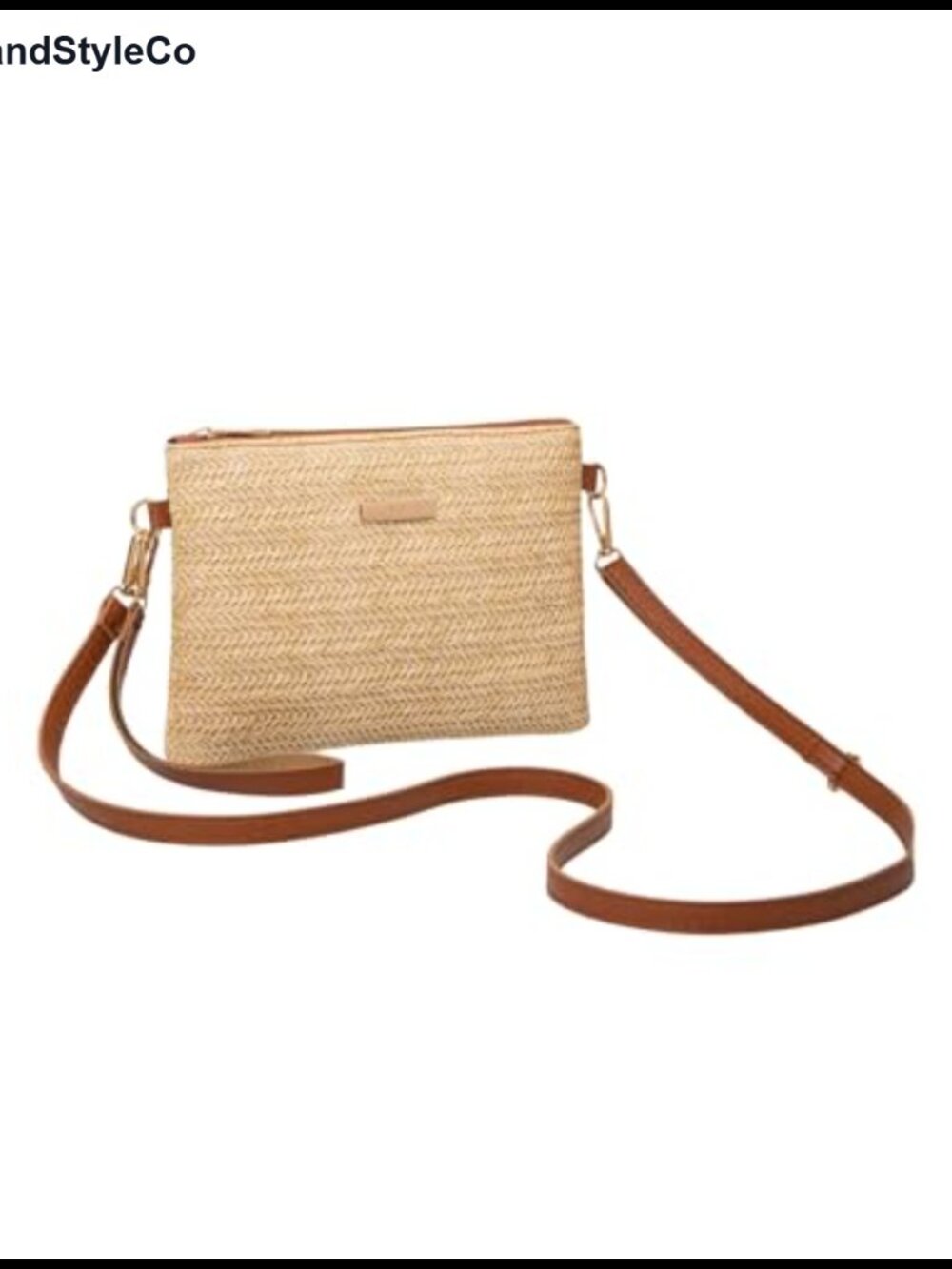 Handwoven Straw Crossbody Bag with Detachable Faux Leather Strap - Summer Beach